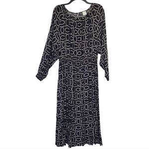 H&M Black and White Geometric Long Sleeve Dress Size XL